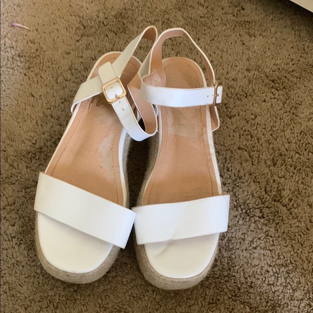 White Strappy Sandals with Buckle
